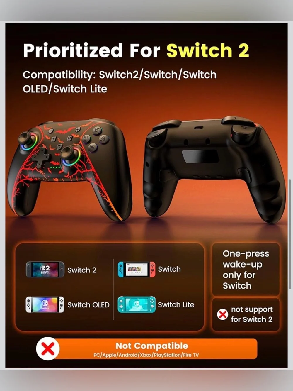 Halloween Wireless Switch Controller RGB Charging Dock NC3000 New in Box